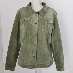 For Joseph Green Suede Shirt Jacket Size Large